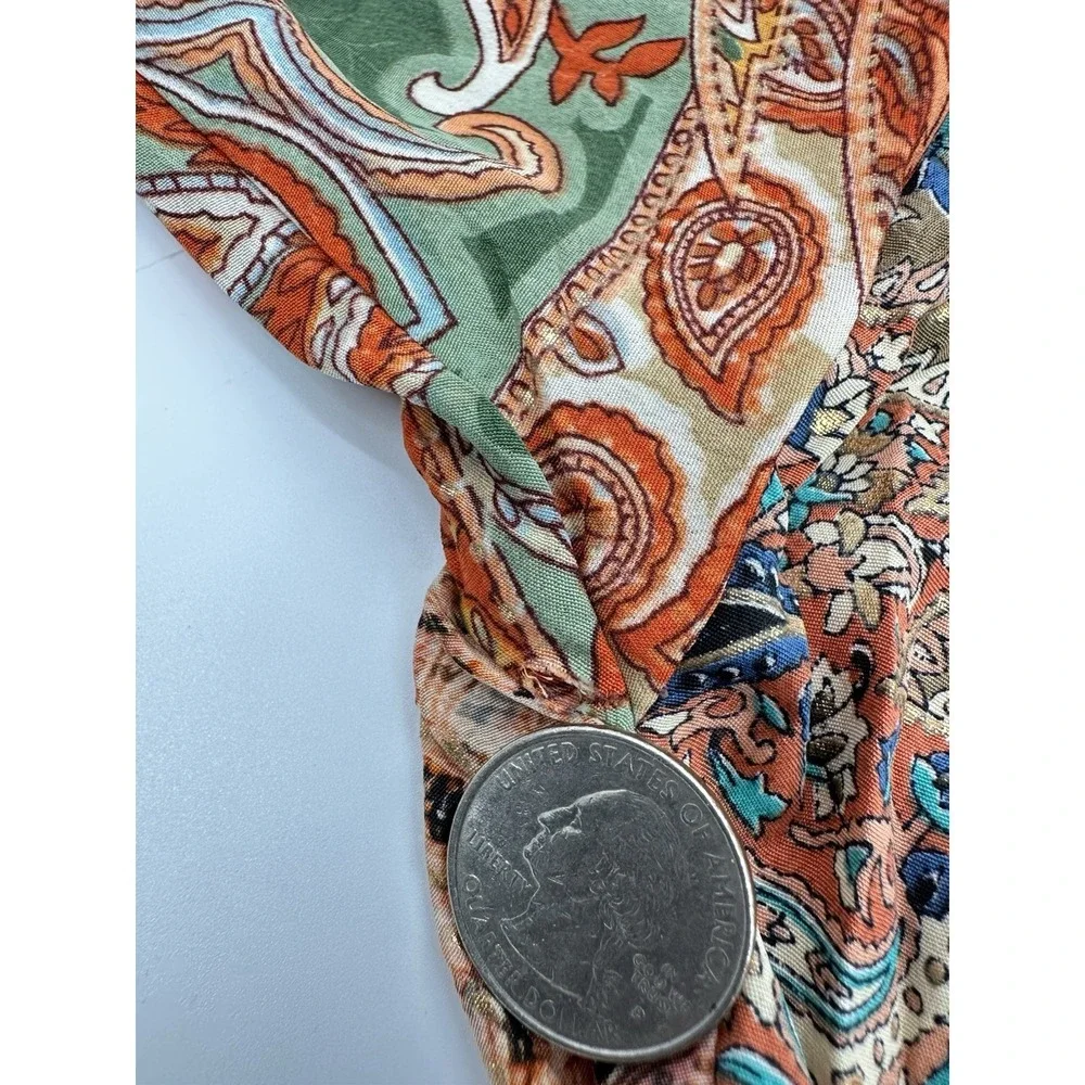 Lunas Vintage Silk Blend Kimono Robe Duster OS Boho Paisley Belted Fairy Earthy
